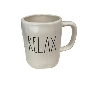 Rae Dunn, “Relax” large coffee mug, 19 ounces. Stoneware, large handle